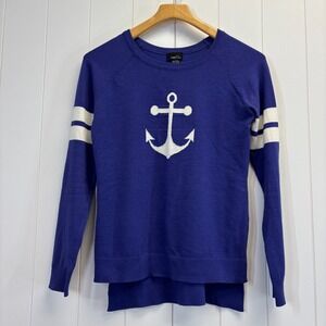 Rue 21 Womens Nautical Sailor Anchor Sweater Size M Coastal Beachy Comfy Soft